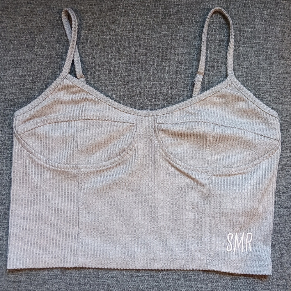 Sommer Ray Gray Crop Lined Tank NWOT Small